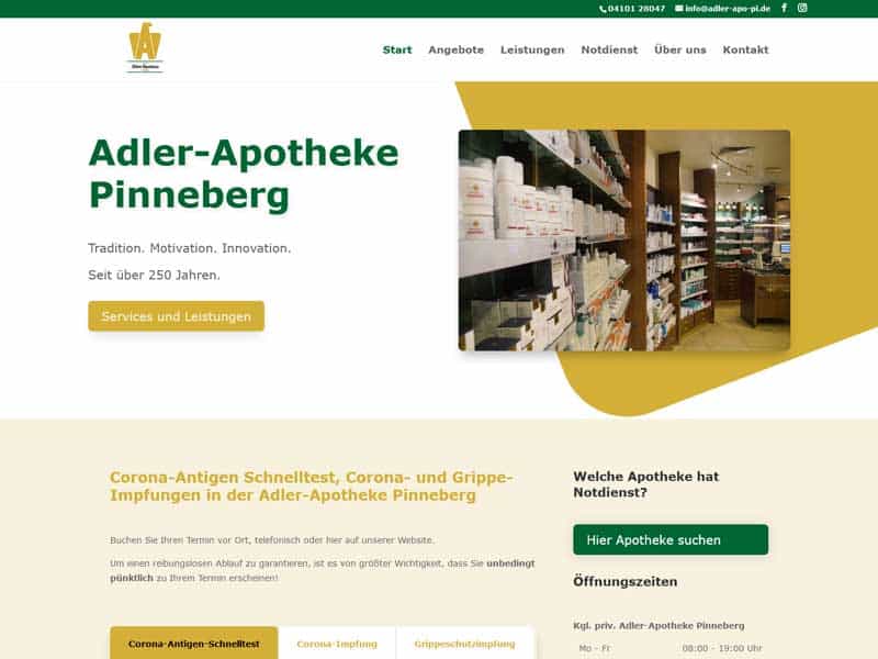 neue Website Adlerapotheke Pinneberg