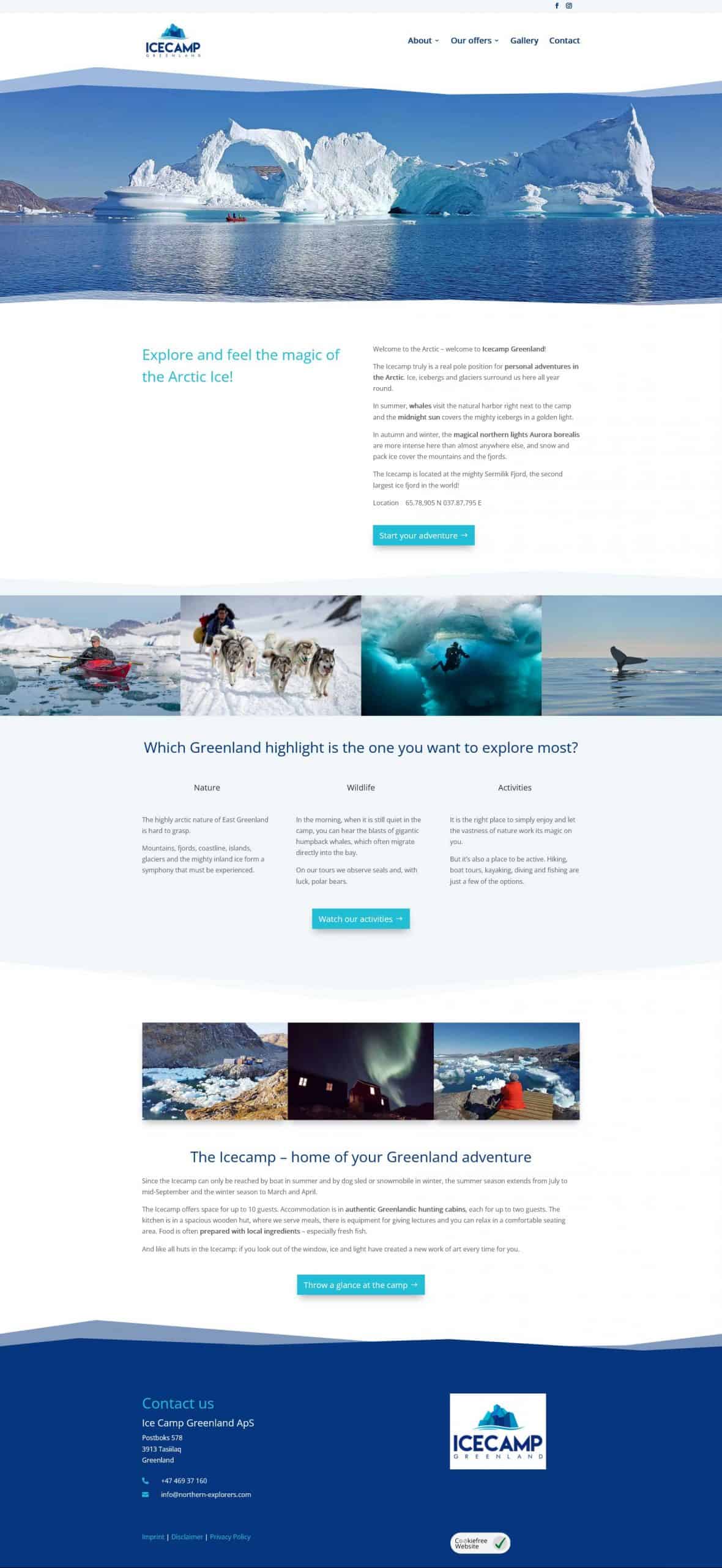Screenshot Homepage Website Icecamp Greenland
