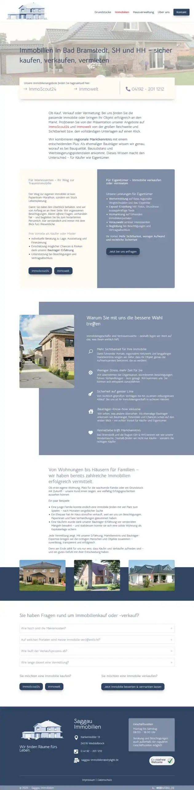 Screenshot Website Saggau Immobilien - Bad Bramstedt und Umgebung