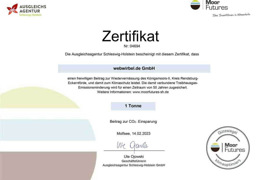 Moorfutures-2023 MoorFutures-Zertifikat